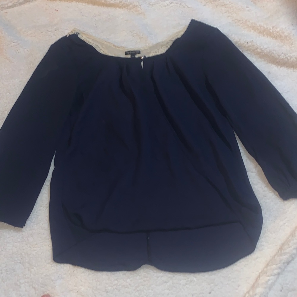 Long sleeve navy blue blouse